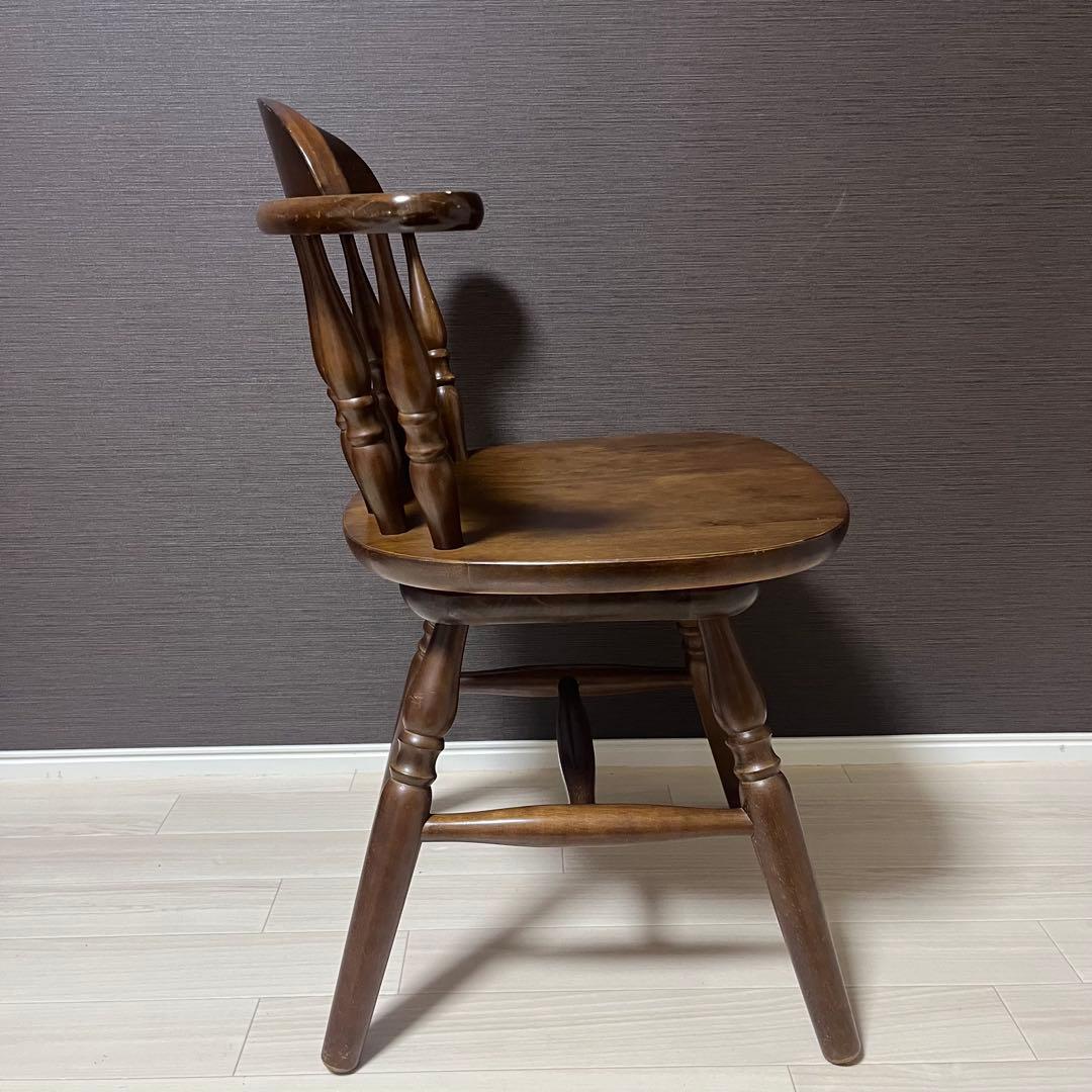 希少 飛騨家具　ウィンザーチェア　回転チェア　昭和レトロ　ヴィンテージ　木製 ②