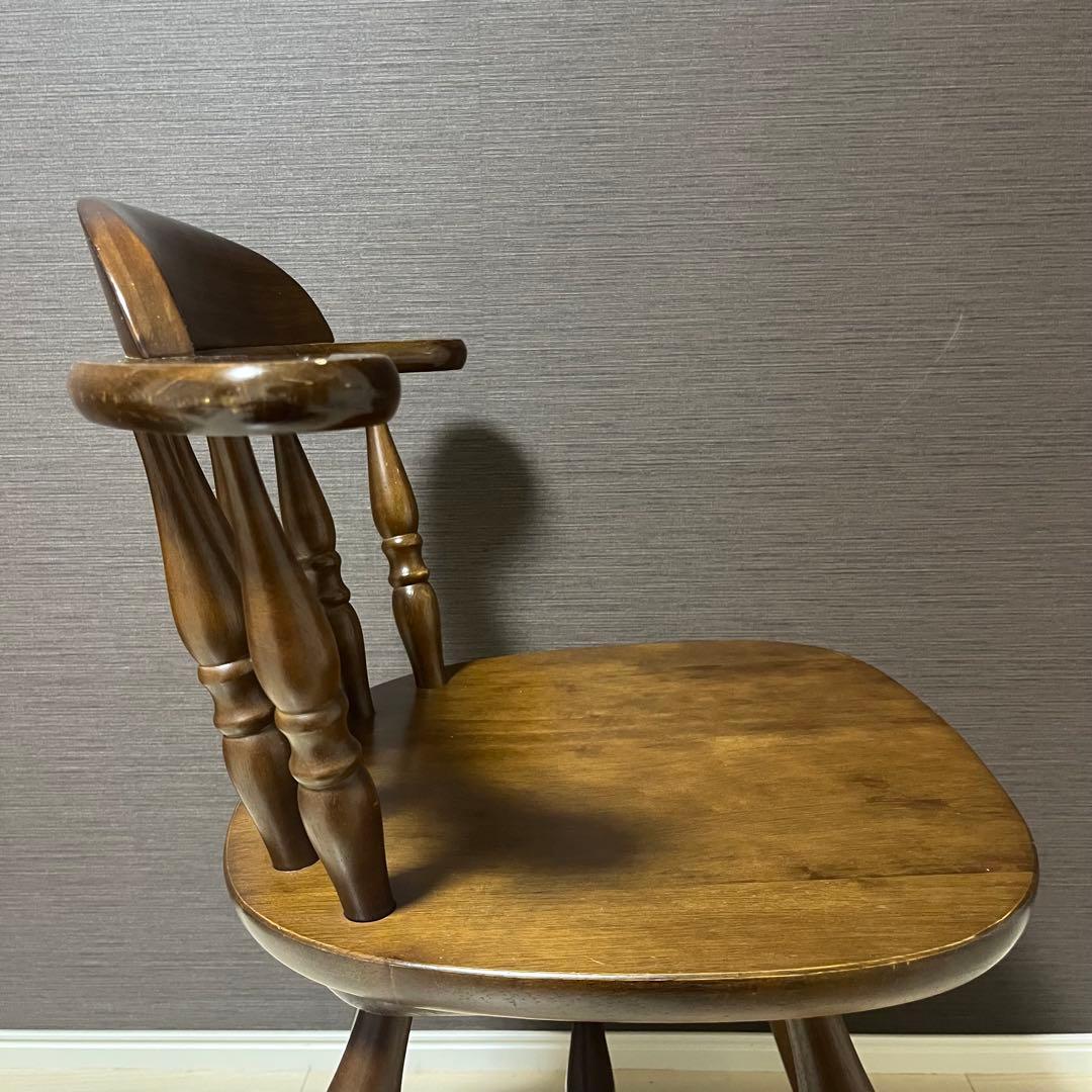 希少 飛騨家具　ウィンザーチェア　回転チェア　昭和レトロ　ヴィンテージ　木製 ②