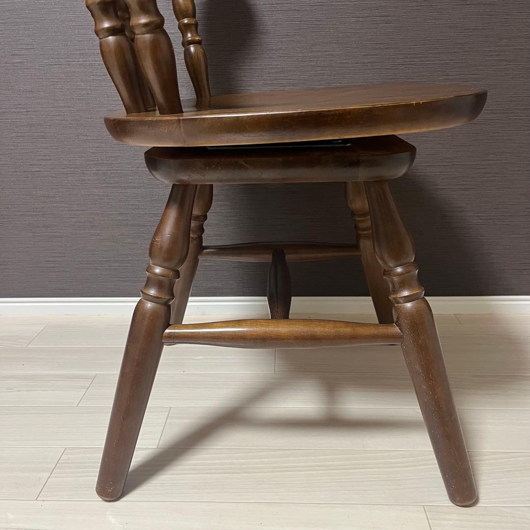 希少 飛騨家具　ウィンザーチェア　回転チェア　昭和レトロ　ヴィンテージ　木製 ②