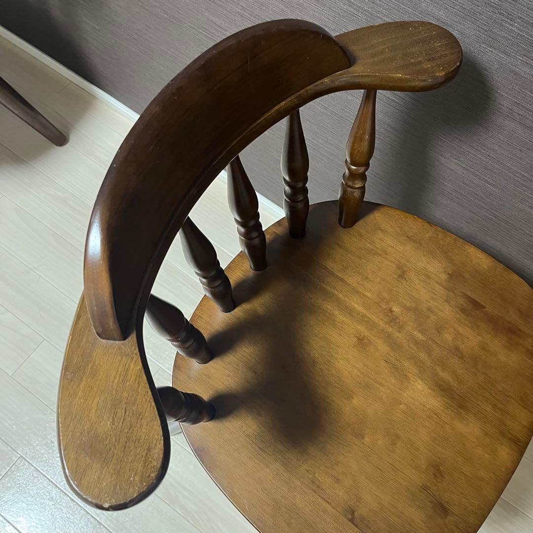 希少 飛騨家具　ウィンザーチェア　回転チェア　昭和レトロ　ヴィンテージ　木製 ②