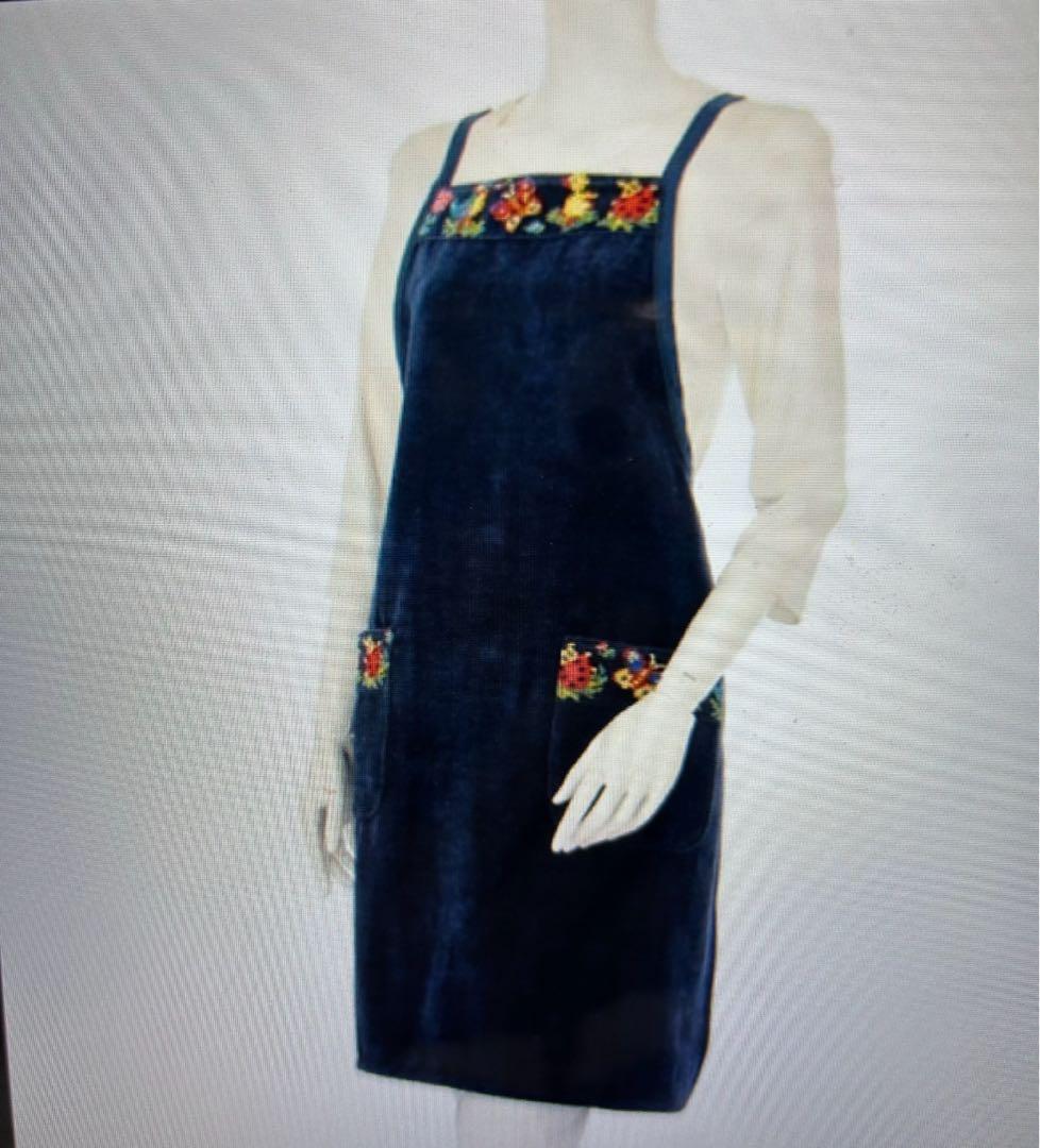 フェイラー　ハイジ　エプロン　ネイビー　学校フェイラー　刺繍エプロン　大人用