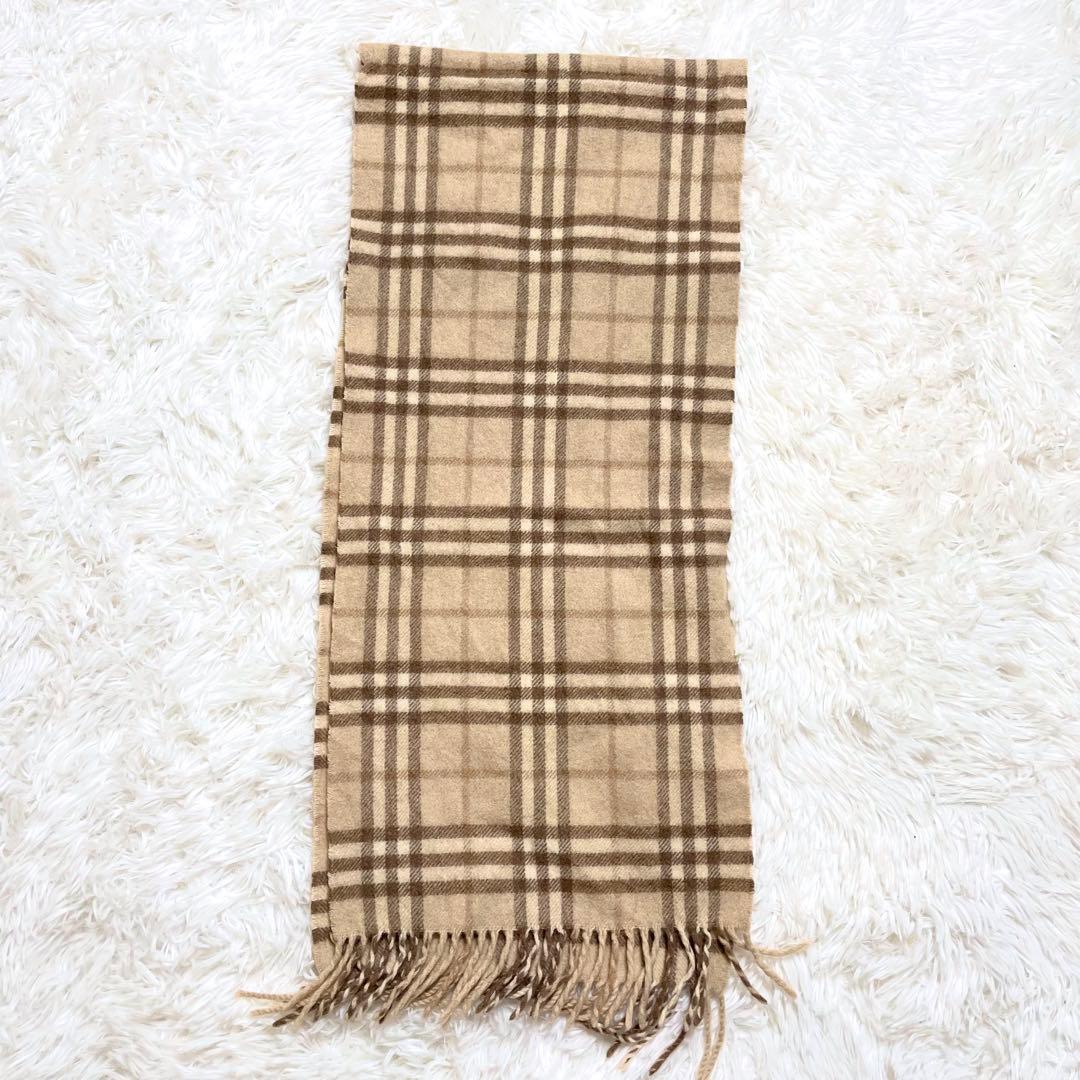 美品✨ バーバリー カシミア100% マフラー（ノバチェック／ベージュ）