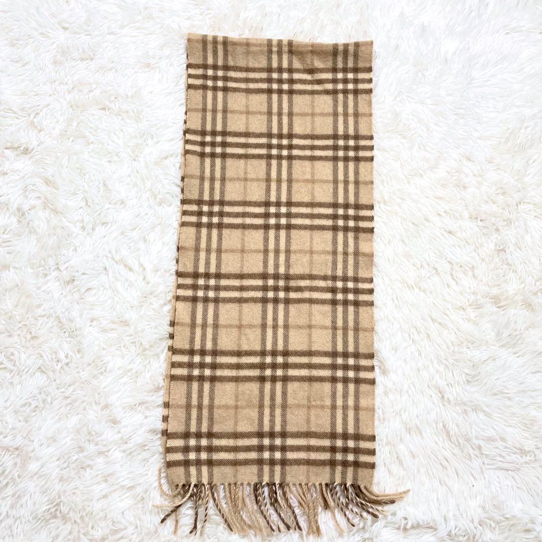 美品✨ バーバリー カシミア100% マフラー（ノバチェック／ベージュ）