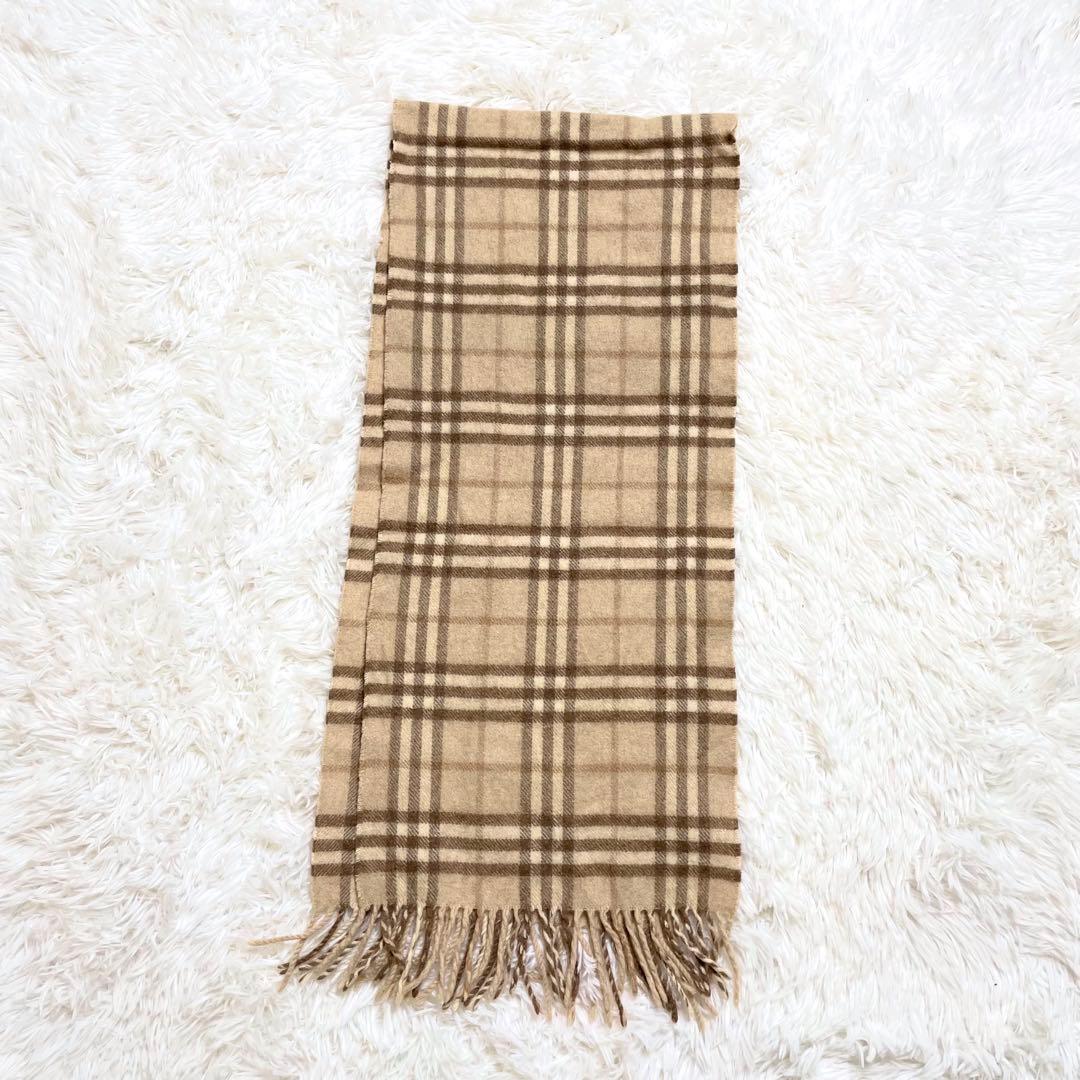 美品✨ バーバリー カシミア100% マフラー（ノバチェック／ベージュ）