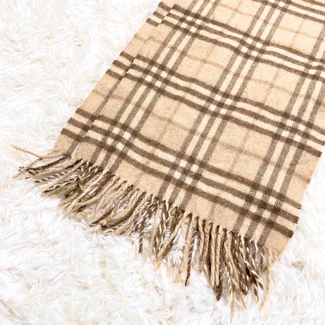 美品✨ バーバリー カシミア100% マフラー（ノバチェック／ベージュ）