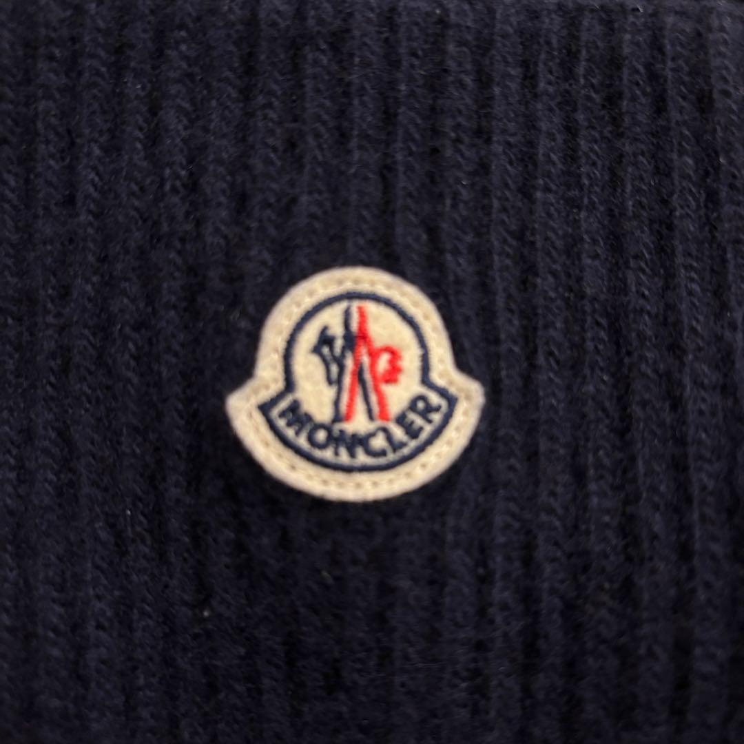 ★極美品★MONCLER ロゴワッペン ニットキャップ ダークネイビー 正規品