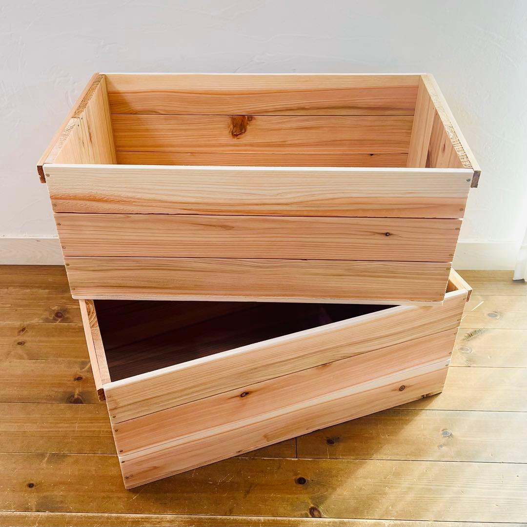 新品 蓋付 りんご箱 A4 サイズ 4箱 / 収納 木箱 ケース ボックス 箱