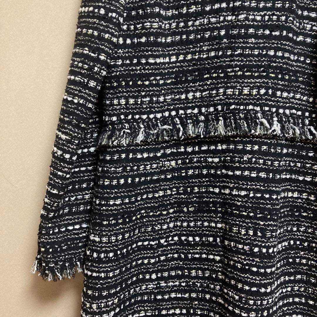 美品♡René ツイードノーカラーロングジャケット 34