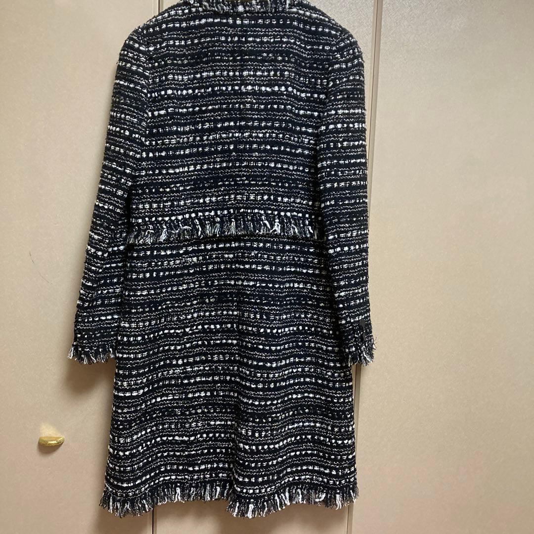 美品♡René ツイードノーカラーロングジャケット 34