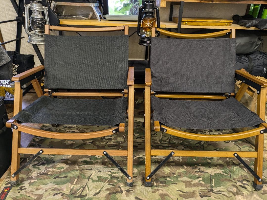 BUNDOK ロースタイル チェア BAMBOO <ブラック> ２脚セット