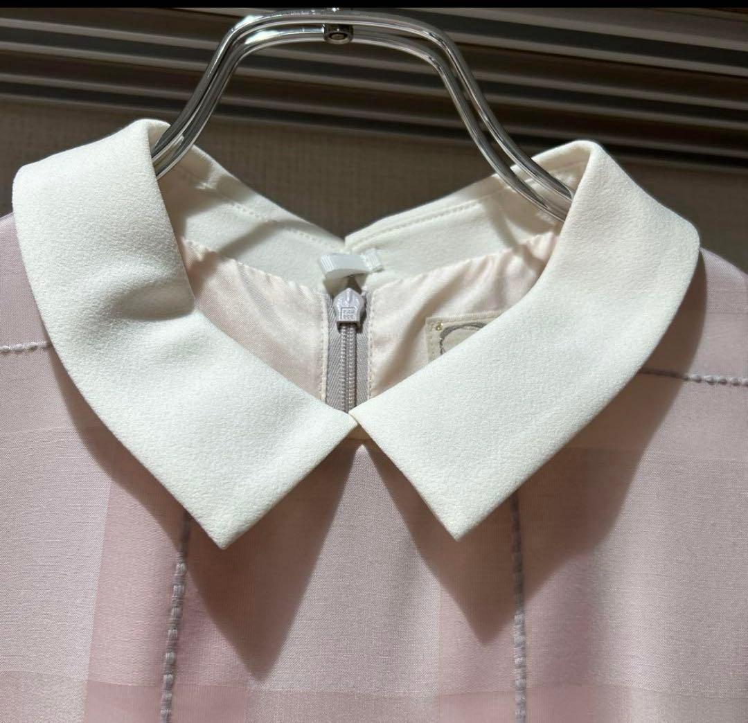 【入手困難】美品メゾピアノジュニア　ブロックチェックワンピースドレスピンク160