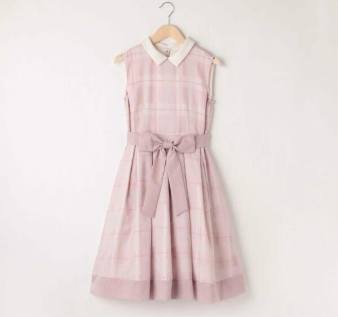 【入手困難】美品メゾピアノジュニア　ブロックチェックワンピースドレスピンク160