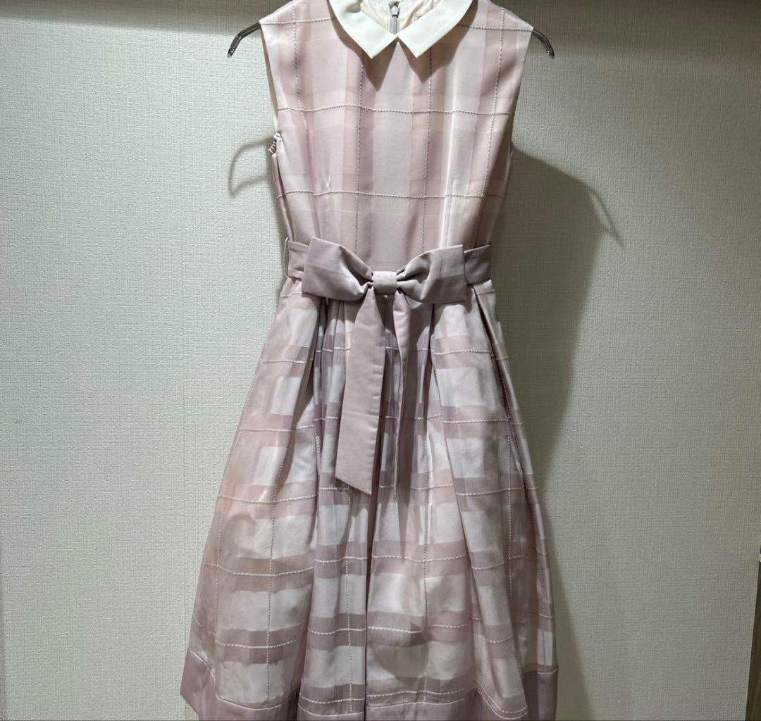 【入手困難】美品メゾピアノジュニア　ブロックチェックワンピースドレスピンク160