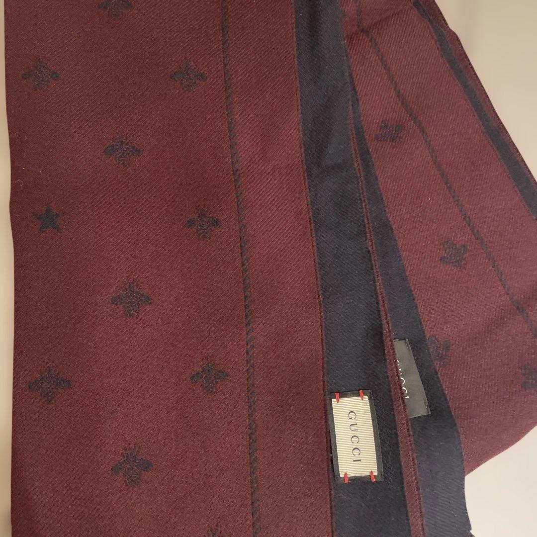 ◉GUCCI グッチ星と蜂柄　リバーシブル　マフラー