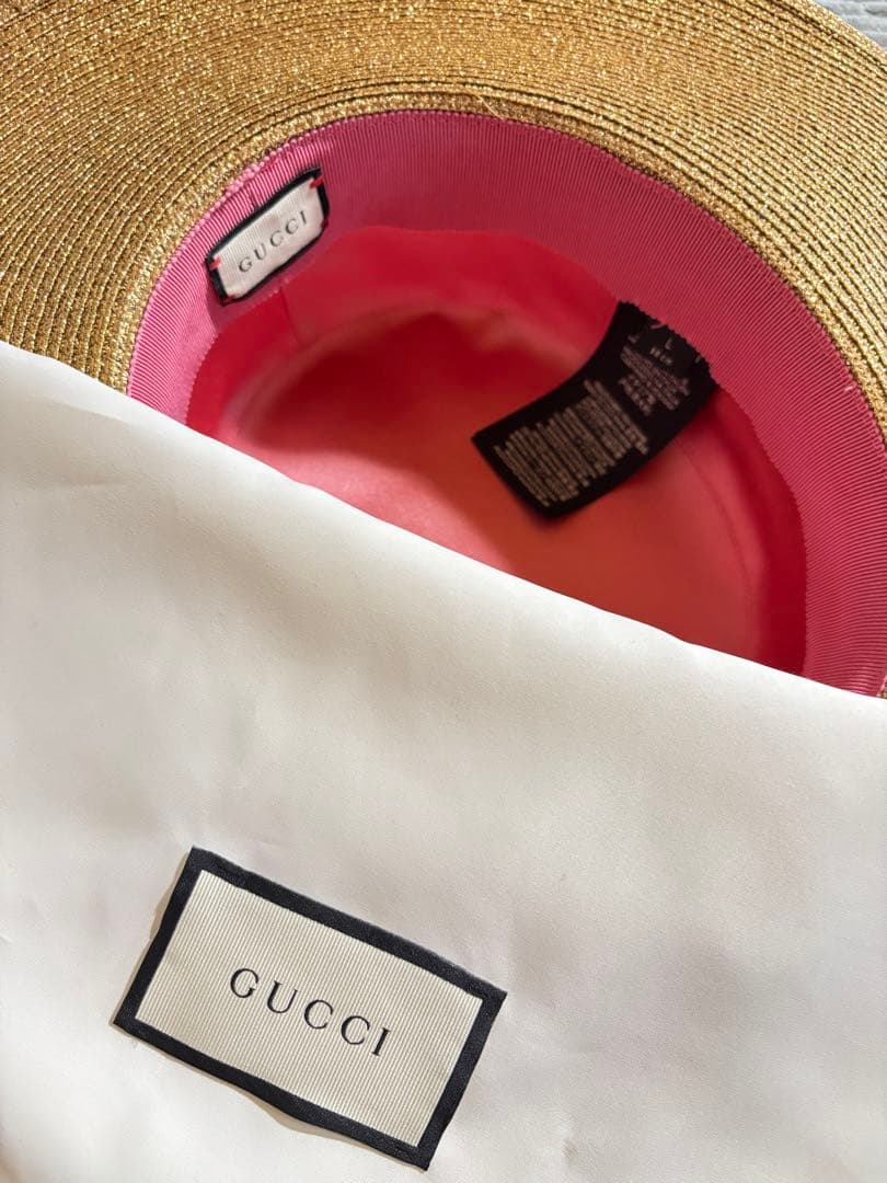 GUCCI ゴールド ストローハット