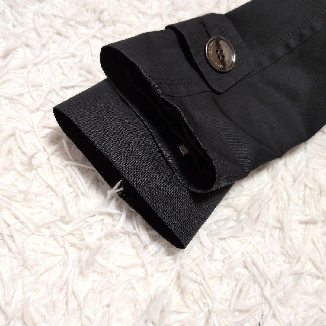 【美品】バーバリーブルーレベル☆フリル　ノバチェック　トレンチコート　ブラック