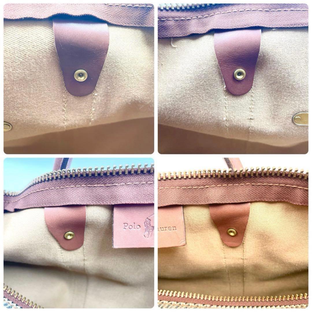 付属品完備 美品 ポロラルフローレン ボストンバッグ 2way 千鳥格子 総柄