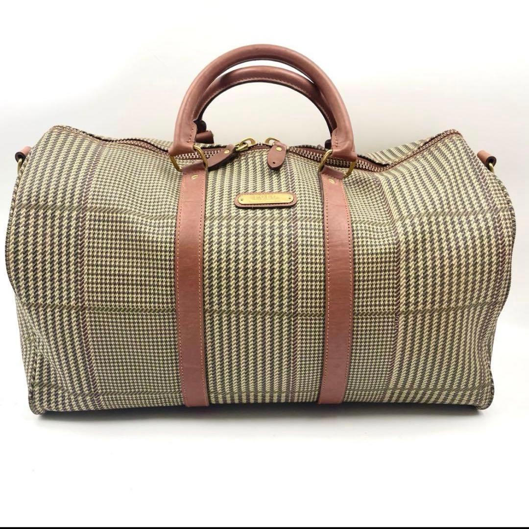 付属品完備 美品 ポロラルフローレン ボストンバッグ 2way 千鳥格子 総柄