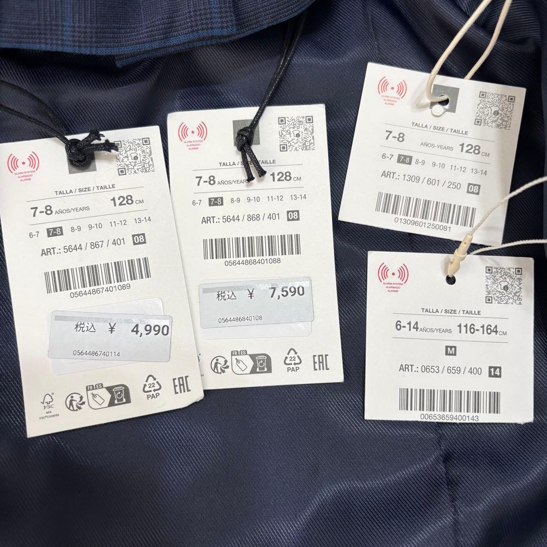 【未使用タグ付き】ZARA 男児フォーマルスーツ セットアップ 紺 128