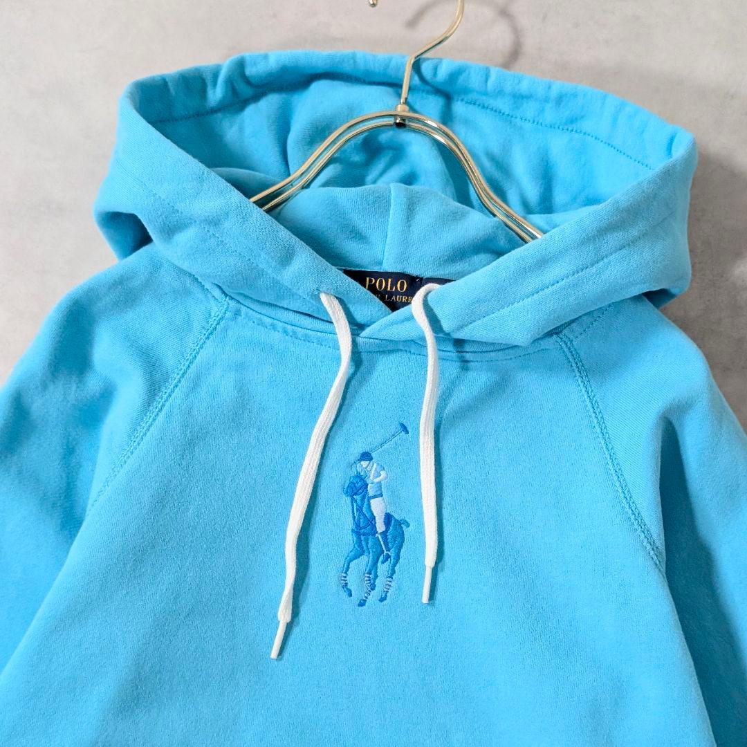 美品★ラルフローレン ビックポニー刺繍 パーカー ターコイズブルー XS