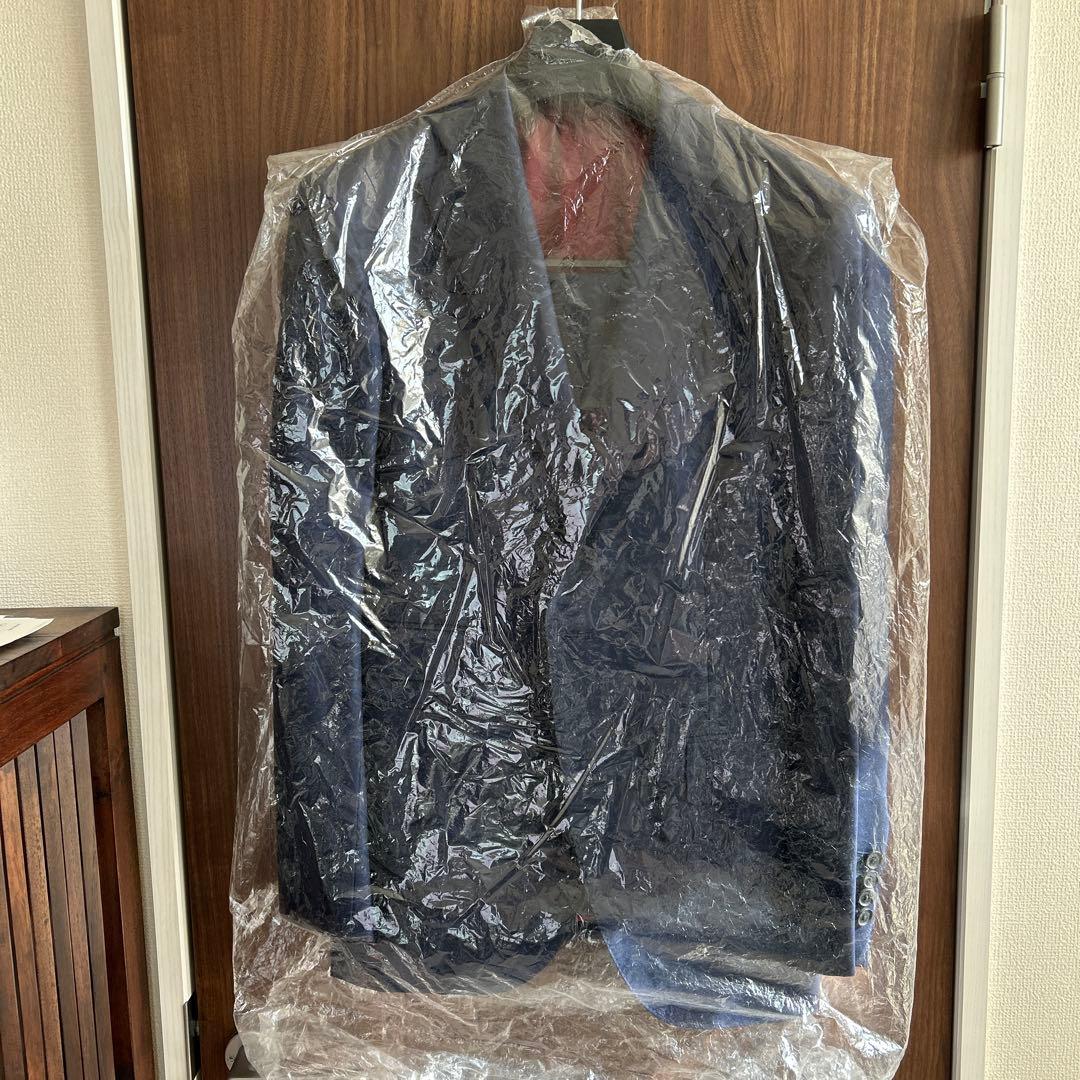 美品エルメネジルドゼニアスーツ　シングル　ネイビーストライプ　M