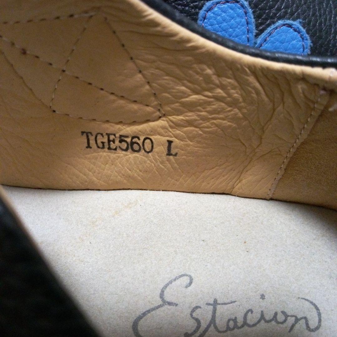 最終値下げ美品エスタシオン：24 花柄レザーマジックテープシューズ