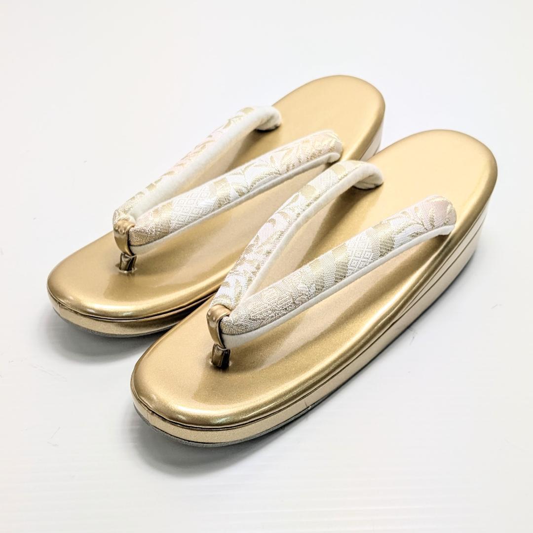 草履バッグセット ゴールド フォーマル 帯地 ゴールド S〜3Lサイズ u777