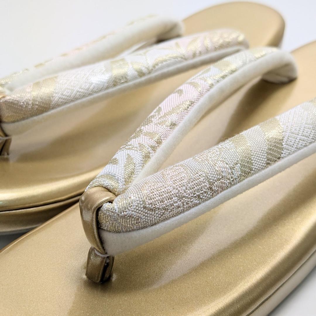 草履バッグセット ゴールド フォーマル 帯地 ゴールド S〜3Lサイズ u777