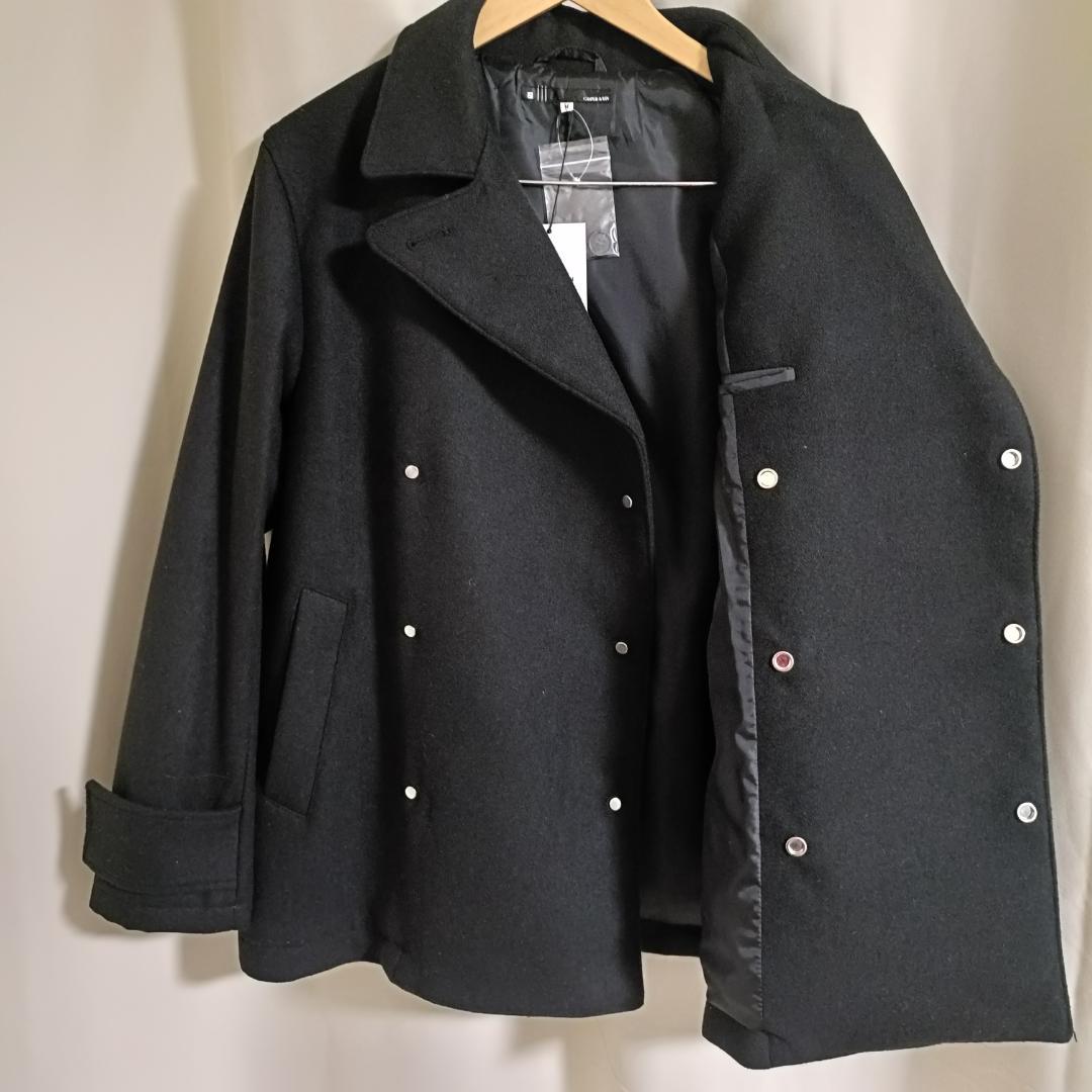 60%OFF 新品 ショート丈 Pコート M ブラック CASPER JOHN