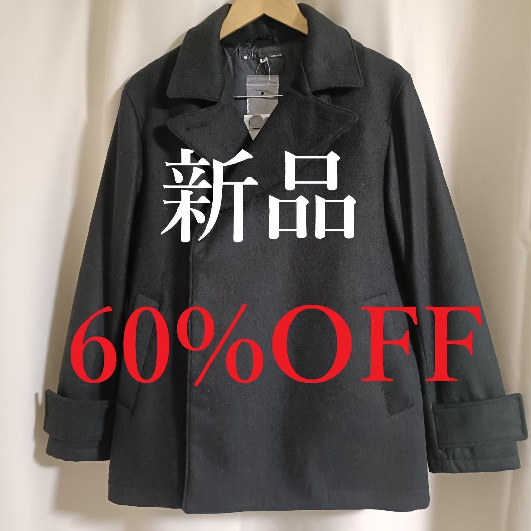 60%OFF 新品 ショート丈 Pコート M ブラック CASPER JOHN