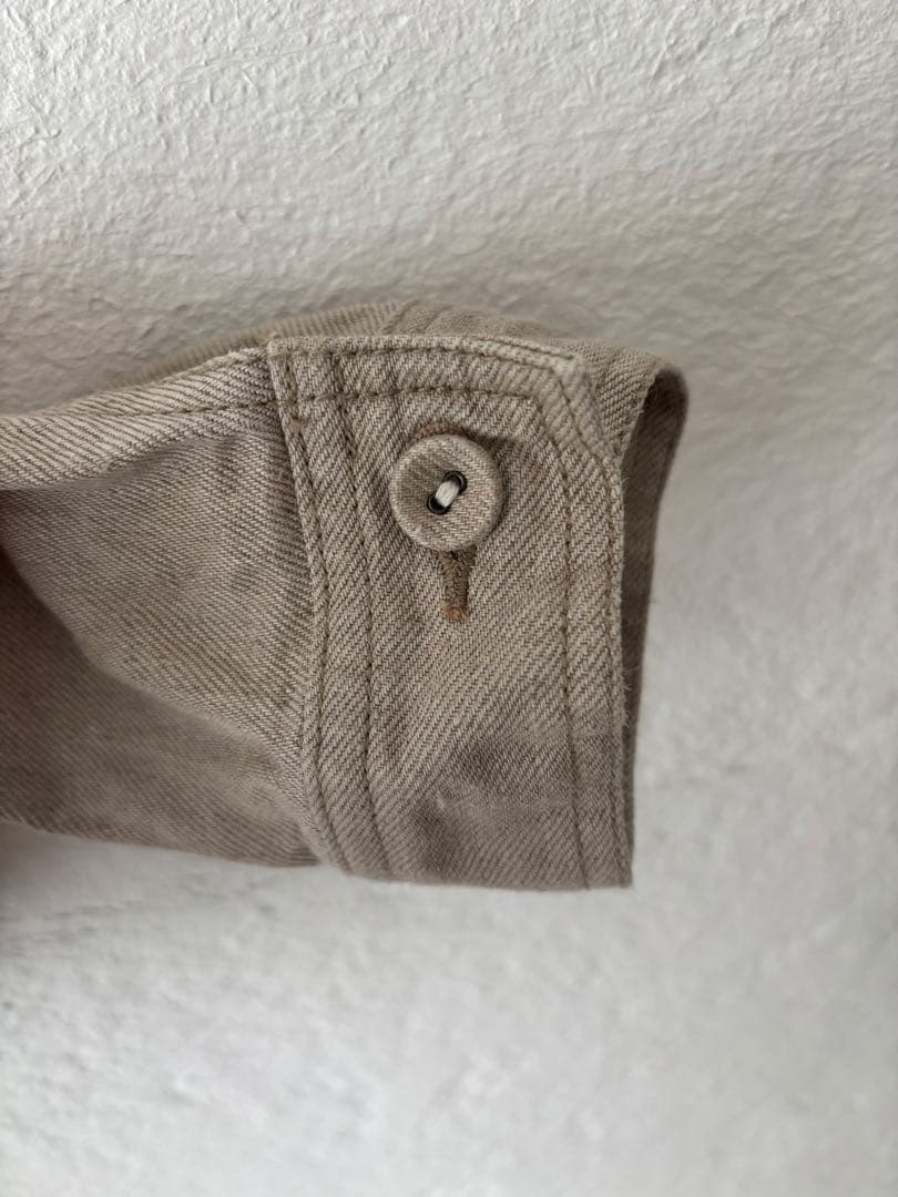 ハンズオブクリエイション 麻リネンデニム ノーカラージャケット Gジャン 麻色