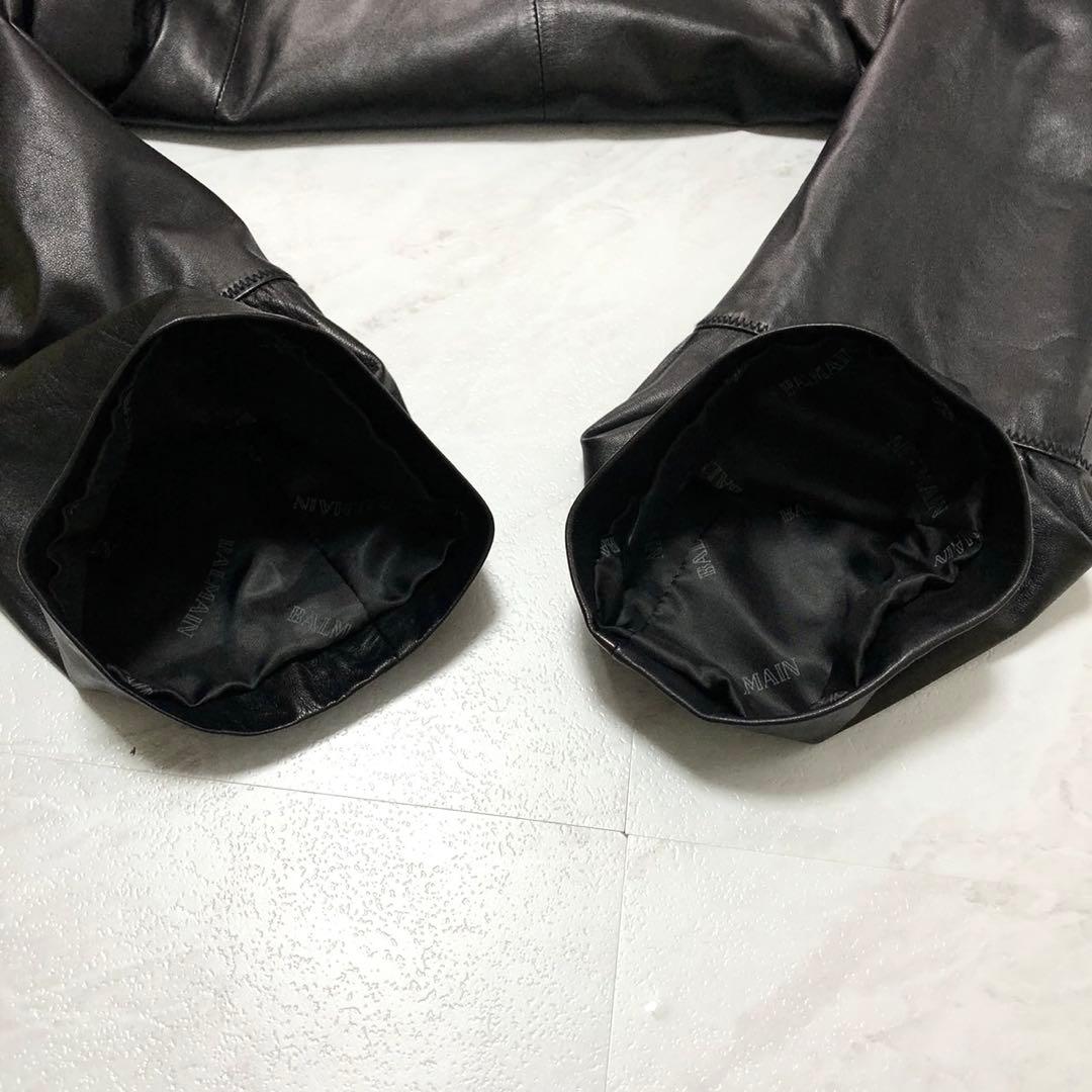 ✨極美品✨バルマン ロングコート 2way オールレザー 羊革 フォックス 黒