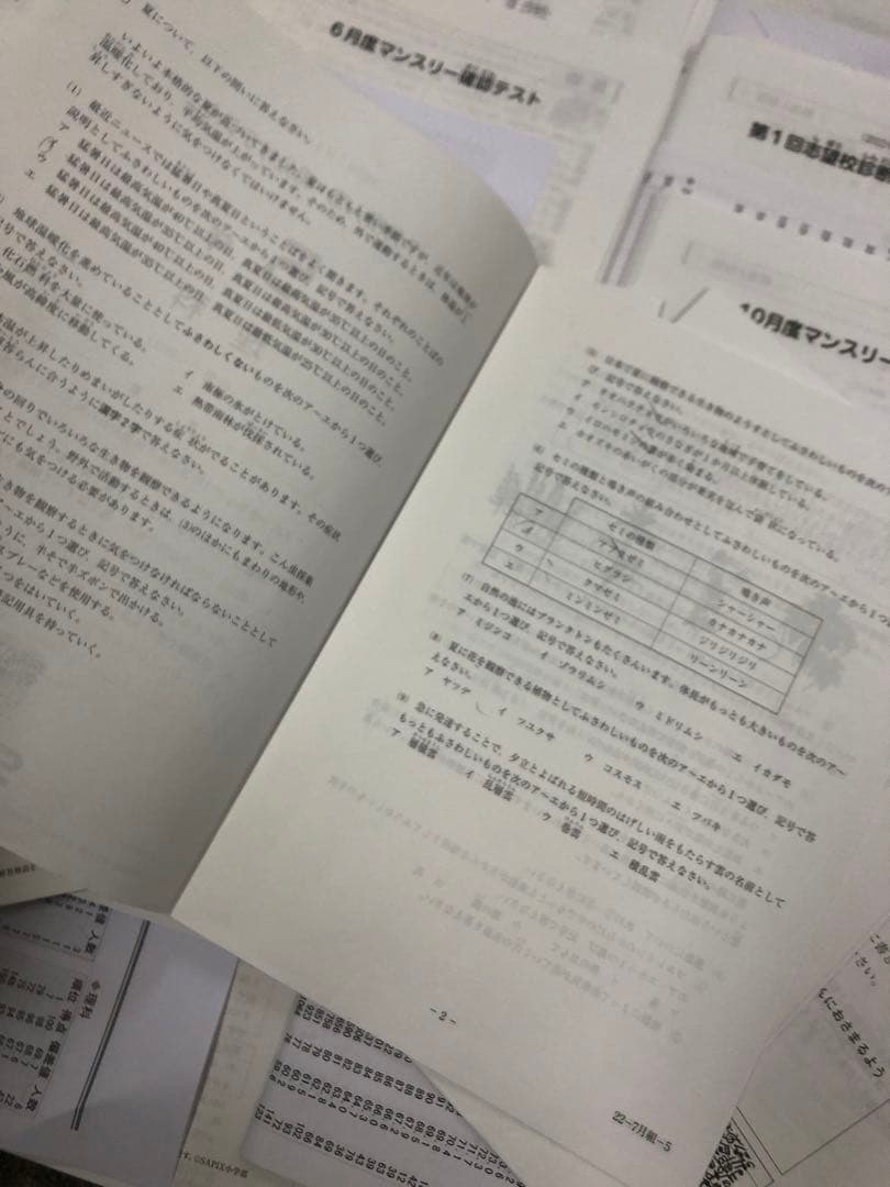 サピックス　2022年度　5年　マンスリー確認/復習/組分けテスト　計15回