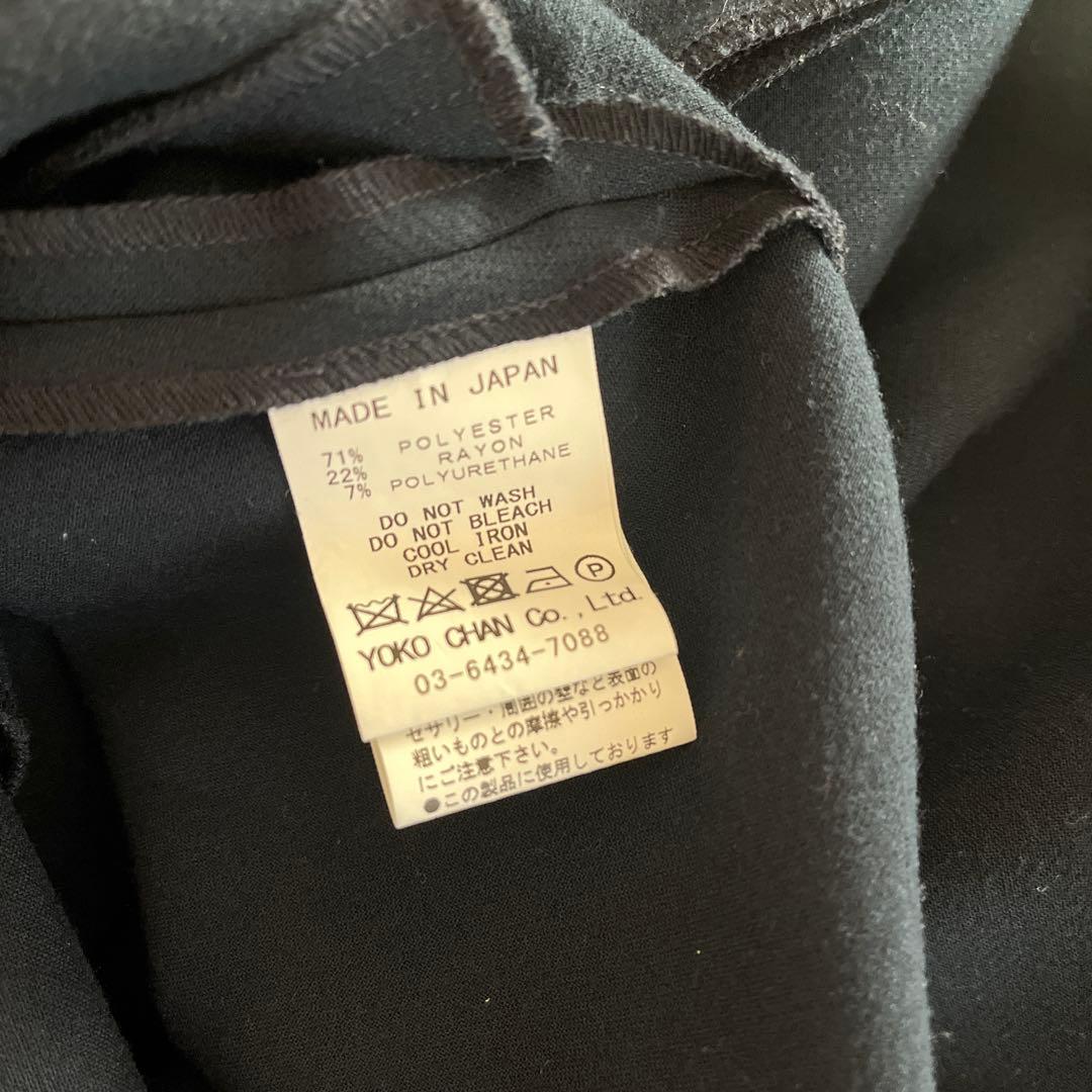 紺色のAラインワンピース 長袖 バックパール装飾付き130〜140