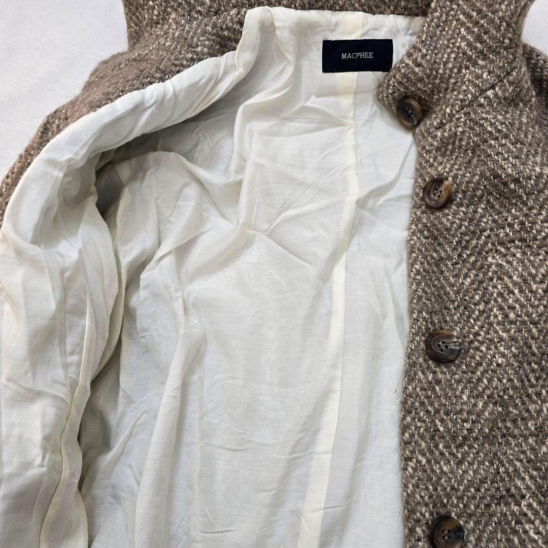 【美品】マカフィー マカフィー アルパカ混 ヘリンボーン フードコート 比翼仕立