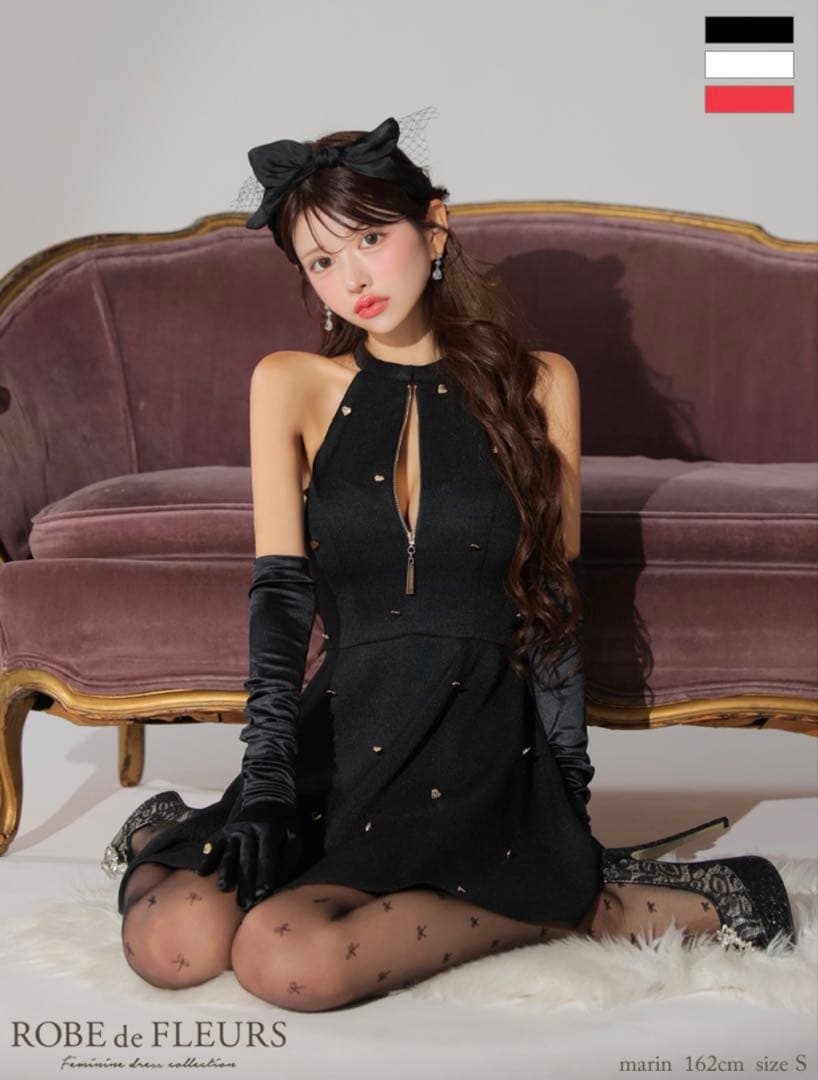 ROBE de FLEURS ブラックキャバドレス