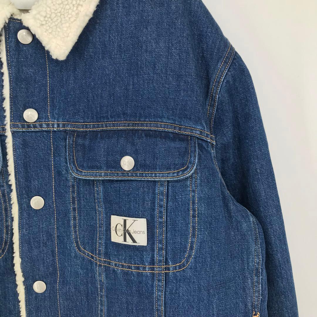 カルバンクライン　デニムジャケット　XL　ボア　シェルパ