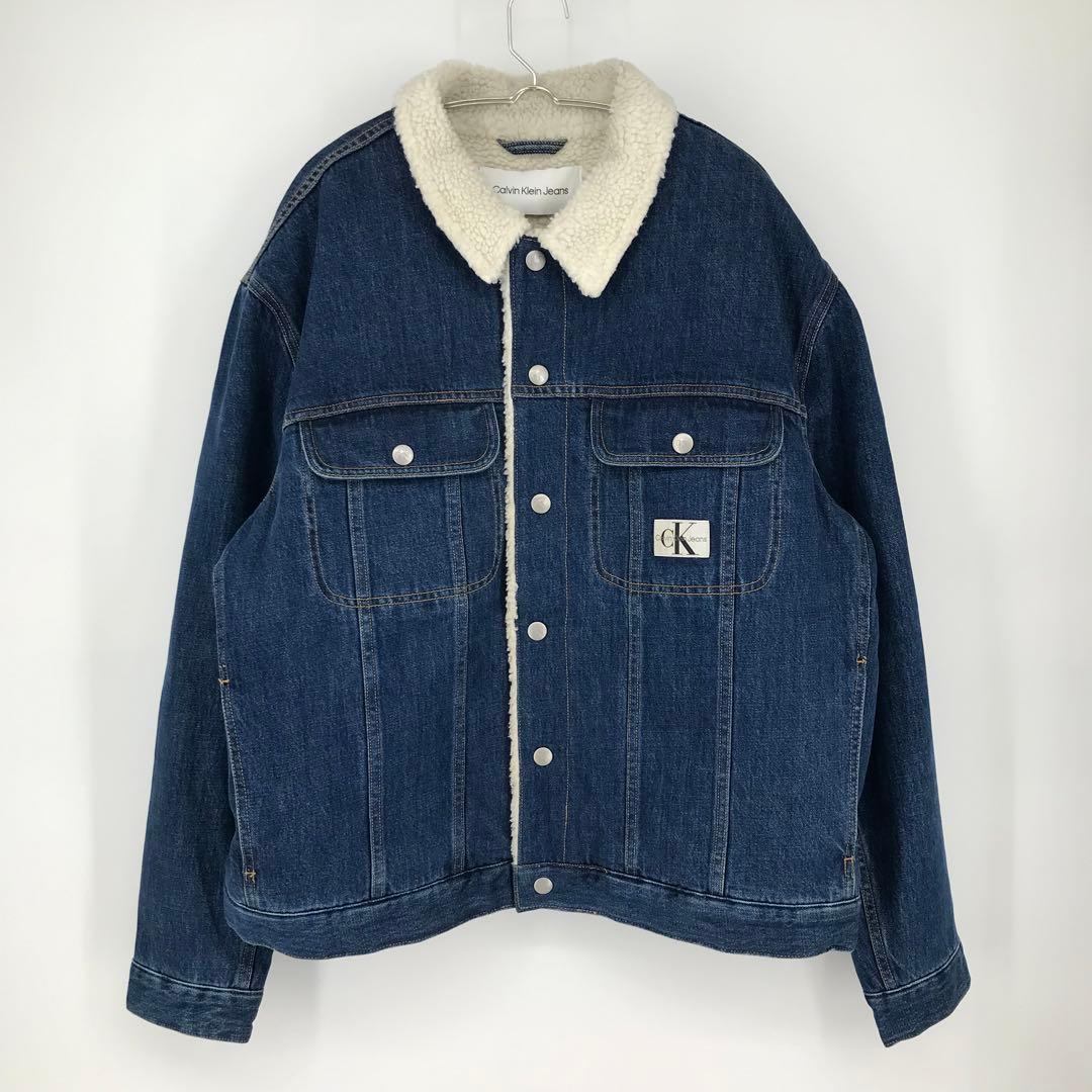 カルバンクライン　デニムジャケット　XL　ボア　シェルパ