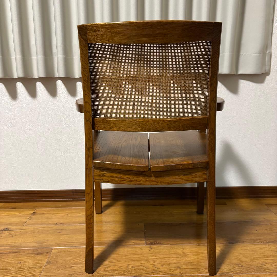 【希少品】浜本工芸　シングルチェア　ダイニングチェア　ラタン　肘掛けあり