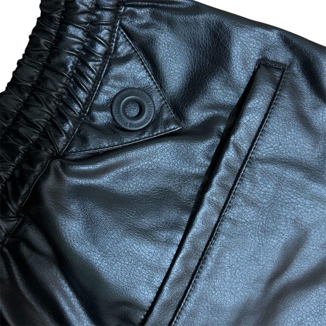 ‪☆美品 ホワイトマウンテニアリング ワイドパンツ ブラック レザー