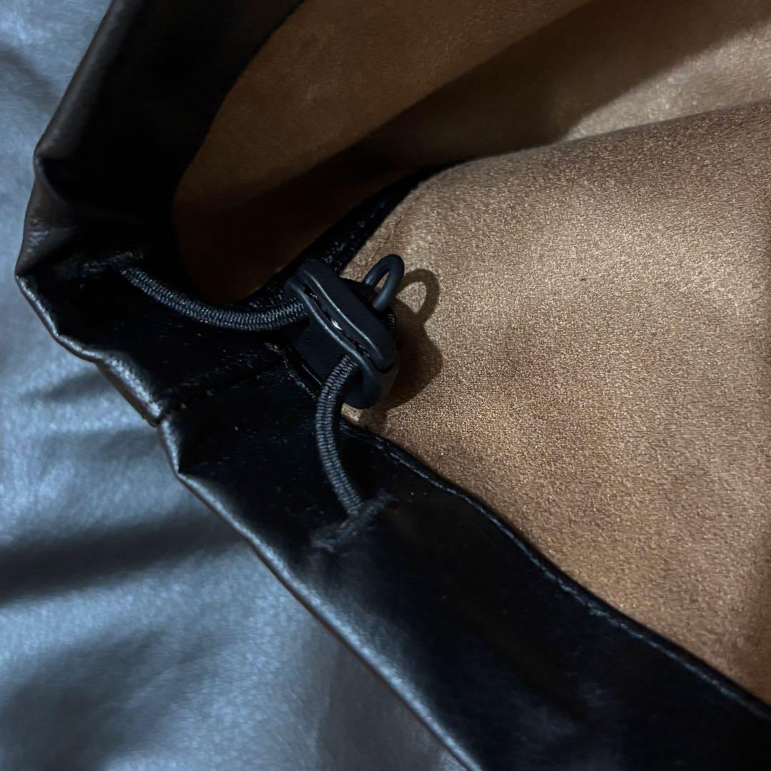 ‪☆美品 ホワイトマウンテニアリング ワイドパンツ ブラック レザー