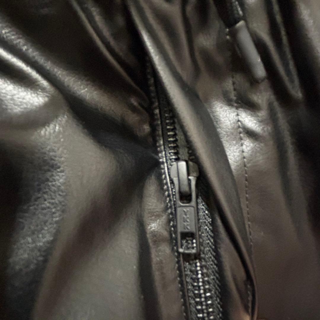 ‪☆美品 ホワイトマウンテニアリング ワイドパンツ ブラック レザー