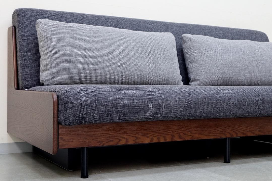 美品 モーブル リテリー ペース ごろ寝ソファ オーク材 ソファベッド 3人掛け