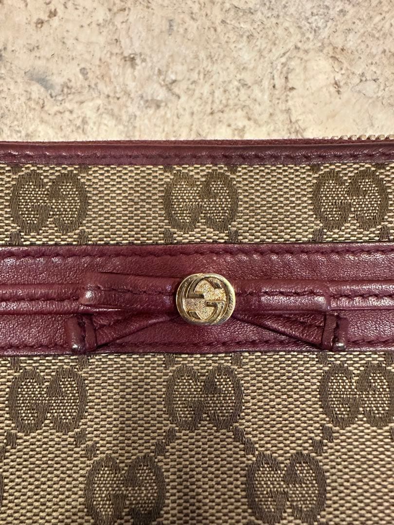 GUCCI 財布　GGキャンパス　ワイン色