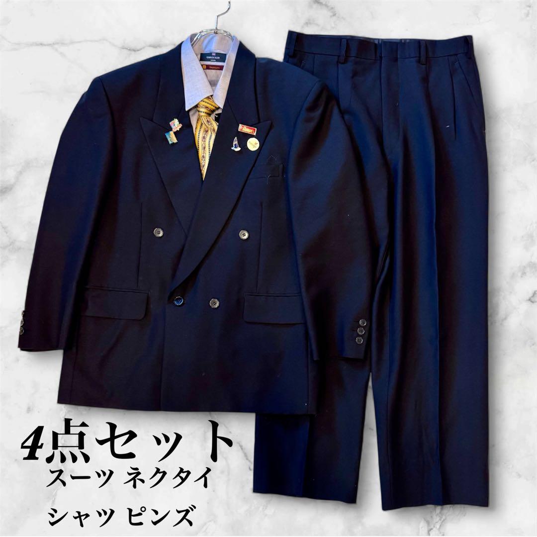 【LiLi6_6 様4点セット】モヘヤ混 ダブル スーツ セットアップ ピンズ