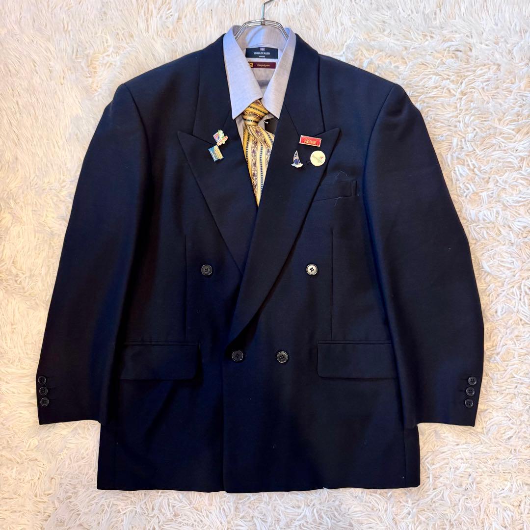 【LiLi6_6 様4点セット】モヘヤ混 ダブル スーツ セットアップ ピンズ