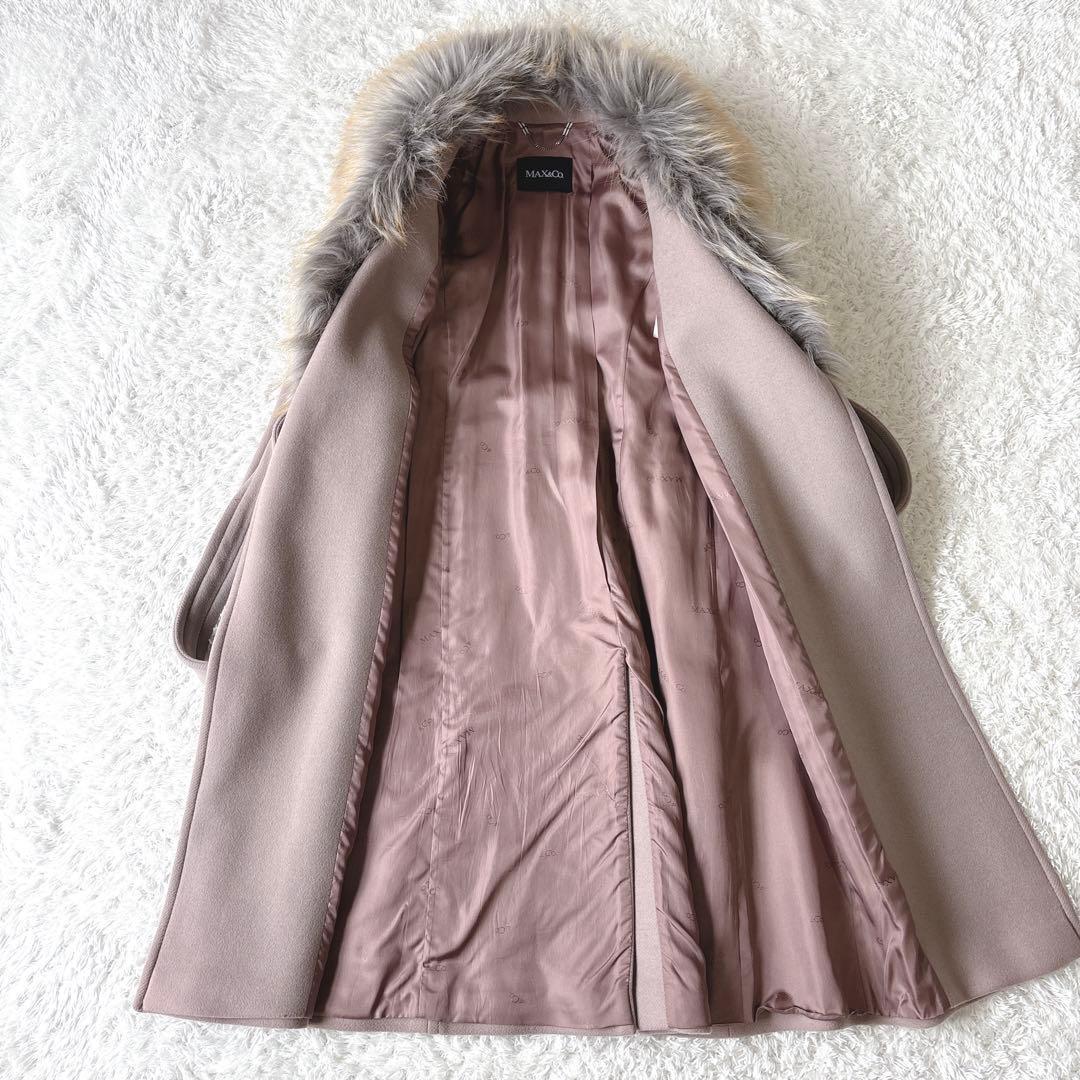 MAX&Co. ロングコート ショールカラー 女優襟 Aライン ベルト ファー
