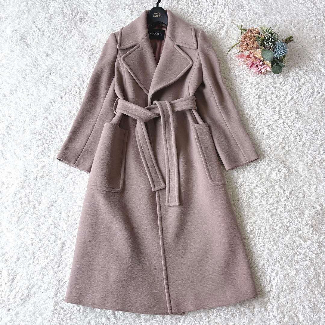 MAX&Co. ロングコート ショールカラー 女優襟 Aライン ベルト ファー