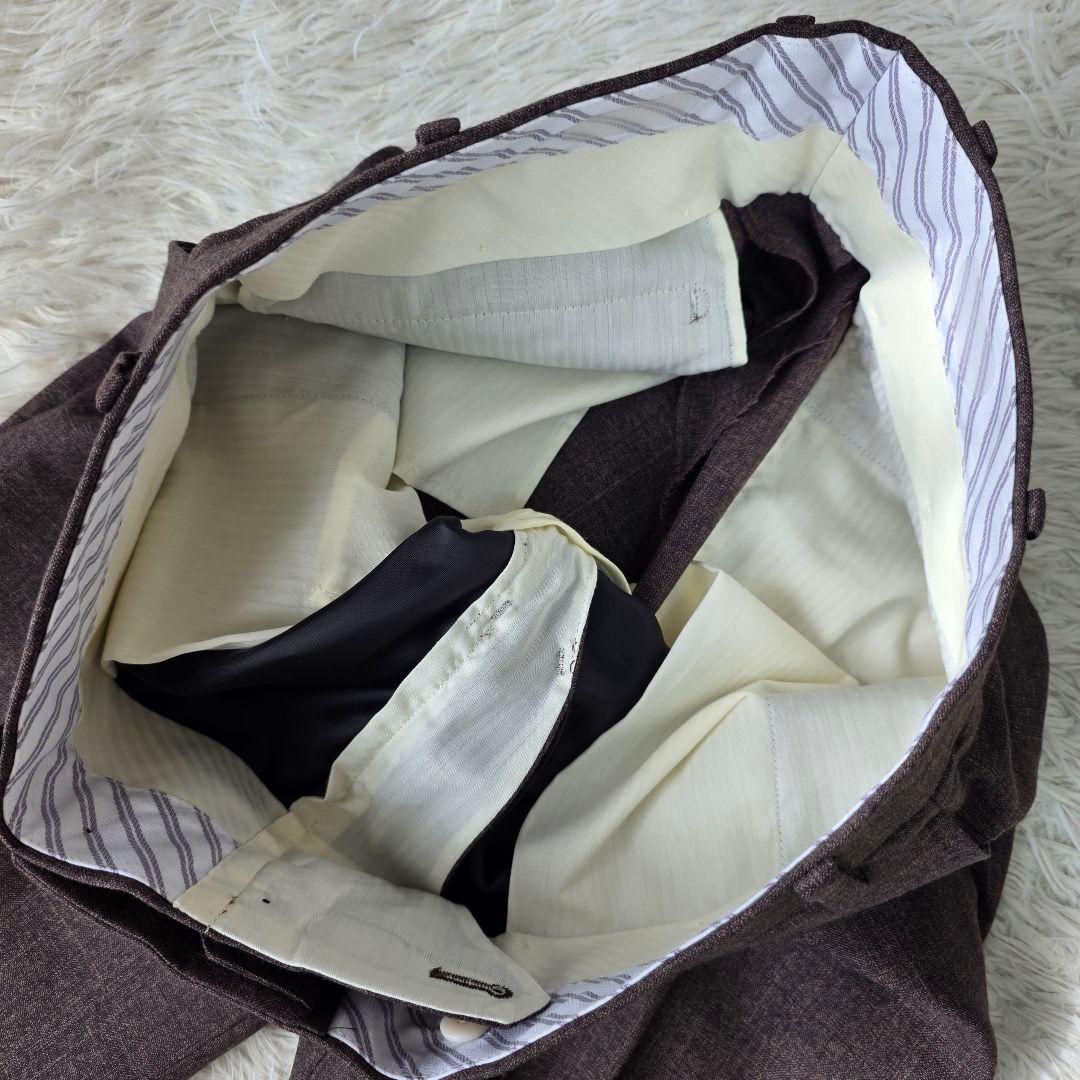 【美品/SUPER 110's】ヒルトン スーツ 3ピース チェック ブラウン系