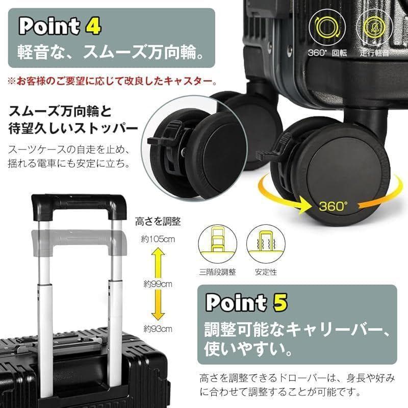 [魔法小屋] スーツケース 前開き 旅行出張 3-5泊(Sサイズ 45L）